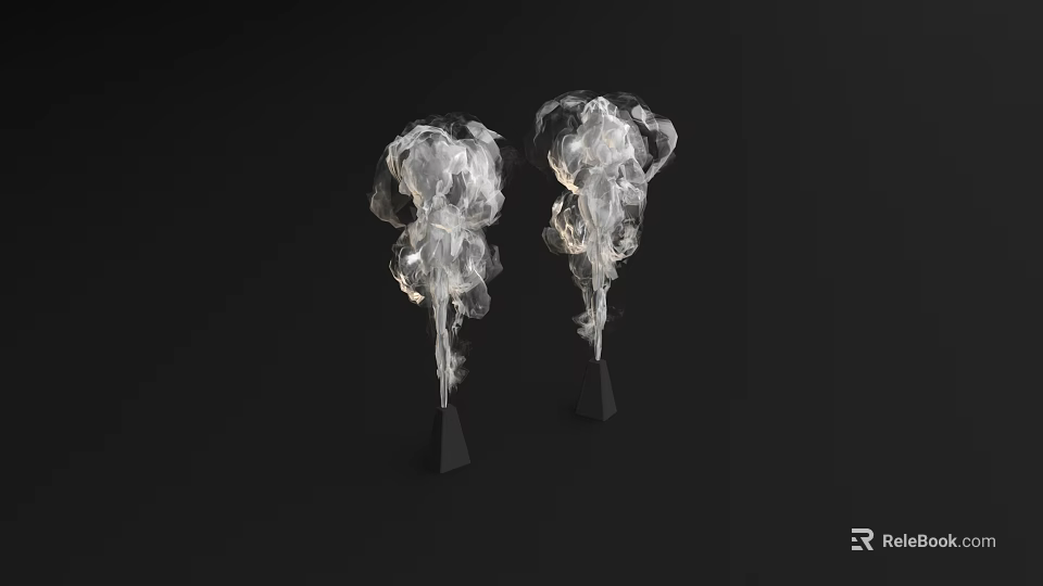 Two Sports Equipment With Black Bases And Transparent Smoke Like Design 3d model 