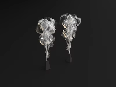 Two Sports Equipment With Black Bases And Transparent Smoke Like Design 3d model