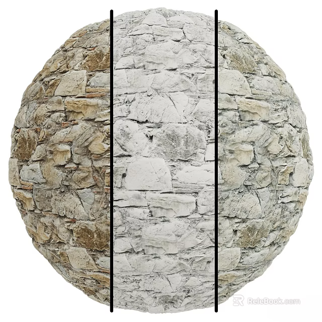 Stone Sphere Showing Various Textures 3d model 