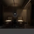 Modern Luxury SPA Sauna Room With Leather Sofa TV And Dark Wooden Decor