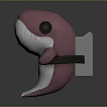 Cute Cartoon Pink Whale with White Body Red Star on Head Carrying Grey Block Backpack