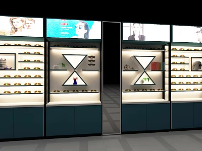 Modern Retail Display Shelves With Glass Doors And Product Lighting For Store 3d model