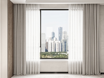 Houndstooth curtain screen window model