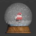 Wooden Side Table Adorned with Santa Snow Globe for Happy Holidays 2022