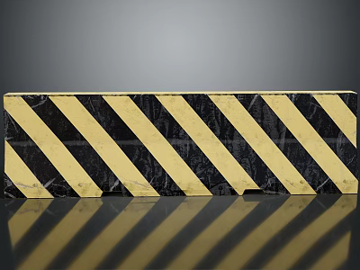 Yellow And Black Striped Traffic Barrier With Reflective Surface For Road Safety 3d model