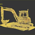Red Excavator With Tracks Cab And Bucket On Gray Background 3d model