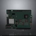 Green Electronic Circuit Board with Microchip USB Interface and Electronic Components