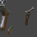 Vintage Pistols with Metal Parts and Wooden Grips Classic Firearms Design