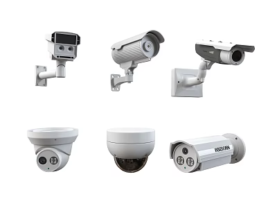 Various Types of Digital Security Cameras Including VIGORO Models for Surveillance 3d model