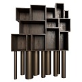 Steampunk Bookcase MrRoberts Steampunk Craftsman Style Decorative Ebony Finish Walnut Metal Legs Bronze Finish Hand 3d model