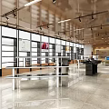 Modern Bright Specialty Store Interior With Glass Display Windows Counter And Product Displays