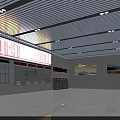 Contemporary Transportation Hub Interior With Digital Information Screens Advertising Posters And Ceiling Lighting Design