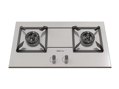 Kitchen Appliance Gas Stove With Stainless Steel Surface Two Burners And Control Knobs 3d model
