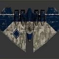 Blue And White Wing Shaped Model With Multiple Engines And Camouflage Pattern Design