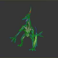 Fantasy Game Movie Character With Colorful Scales Horned Head Wings And Clawed Limbs