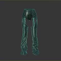 Stylish Black Leather High Waisted Pants With Flared Legs And Unique Cut Design