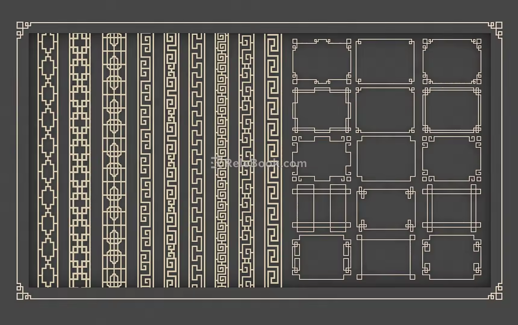 New Chinese style lattice lines 3d model