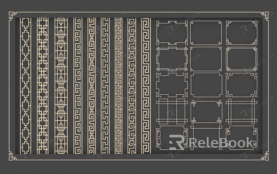 New Chinese style lattice lines model