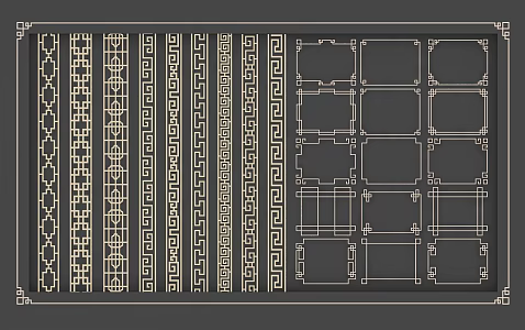 New Chinese style lattice lines 3d model