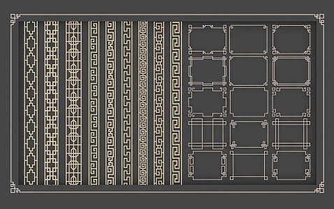 New Chinese style lattice lines 3d model