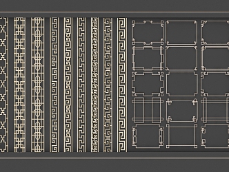 New Chinese style lattice lines 3d model