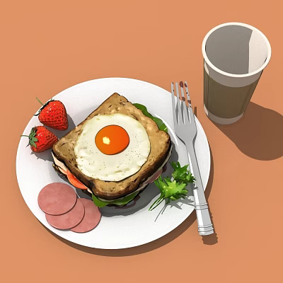 Modern Breakfast 3d model Modern Breakfast 3d model