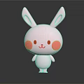 Cute Pink Rabbit Doll with Big Ears Blush Cheeks and Smooth 3D Rendered Standing Pose 3d model