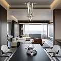 Guest restaurant sofa combination dining table and chair high gray 3d model
