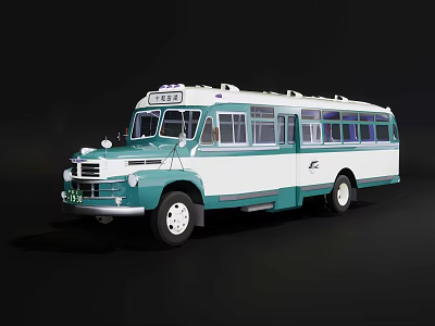 Vintage White And Green Bus With Classic Design And Large Windows 3d model
