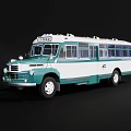 Vintage White And Green Bus With Classic Design And Large Windows