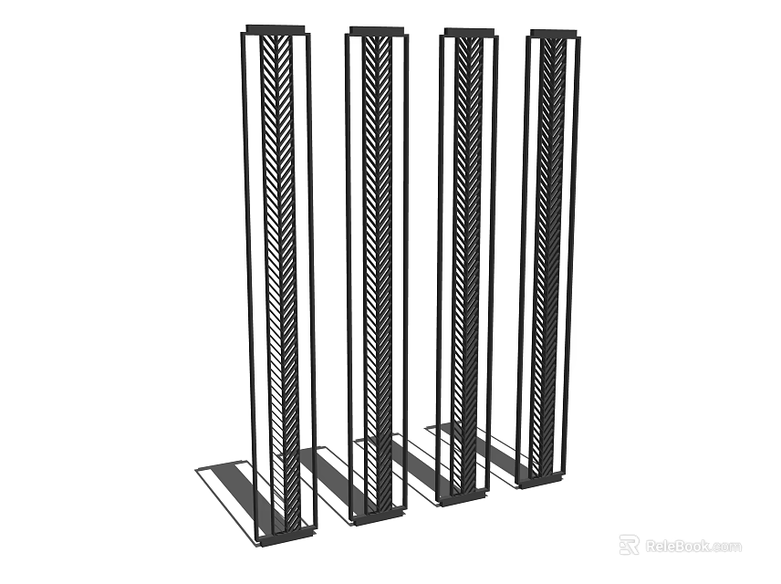 Modern Vertical Partition Design With Sleek Metal Frame For Interior Space 3d model 