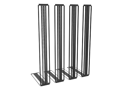 Modern Vertical Partition Design With Sleek Metal Frame For Interior Space 3d model