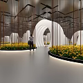Modern Bridal Shop Interior With Elegant Wedding Gowns Display And Floral Decor