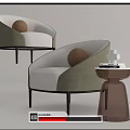Modern Two Tone Single Sofa With Brown Round Cushion And Side Table 3d model
