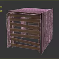 Wooden Cube Storage Box With Slatted Side Panels And Rustic Solid Wood Finish