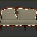 Classic Carved Wooden Sofa With Red Frame And Beige Upholstery Design