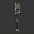 Futuristic Sci Fi Weapon Gun With Metallic Components Colorful Accents And Control Panel
