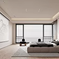 Modern Bedroom Interior Design With Large Bed Decorative Painting Bedside Tables And Area Rug