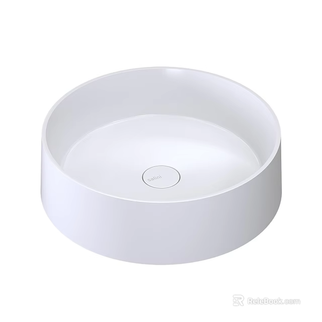 Contemporary White Round Ceramic Washbasin with Smooth Surface for Modern Bathroom 3d model 
