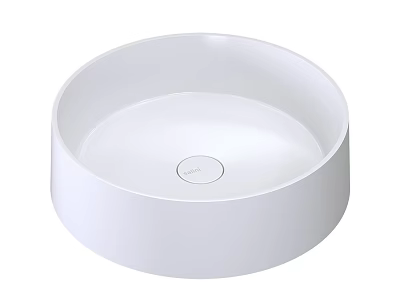 Contemporary White Round Ceramic Washbasin with Smooth Surface for Modern Bathroom 3d model