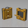 Industrial Yellow Storage Boxes In Display With Handles Open Closed Lids And Grilles