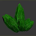 Green Leaf Shaped Crystal Structure With Glossy Surface And Black Background Reflection