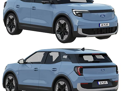 Modern Hyundai Blue SUV Exterior Design Front Rear View Alloy Wheels 3d model