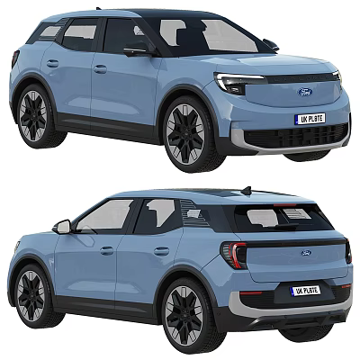 Modern Hyundai Blue SUV Exterior Design Front Rear View Alloy Wheels 3d model