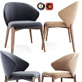 Navy Blue and Beige Upholstered Accent Chair with Wooden Legs Modern Design