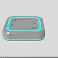 Modern Square Smart Device With Blue Illuminated Border And Geometric Surface