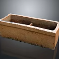 Antique Rustic Terracotta Rectangular Container With Textured Surface And Worn Edges 3d model