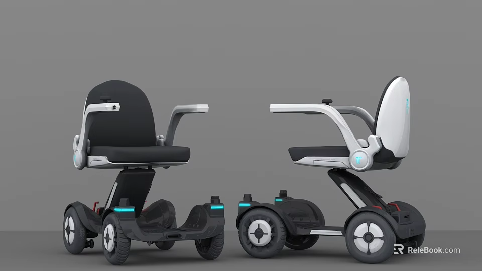Smart Electric Mobility Scooter With Modern Design Black White Color And Ergonomic Seat 3d model 