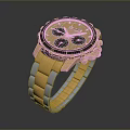 Fashionable Modern Watch With White Dial Gold Silver Stainless Steel Band And Blue Subdials