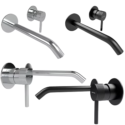 Modern Design Faucets With Chrome And Matte Black Finishes And Sleek Curved Spouts 3d model